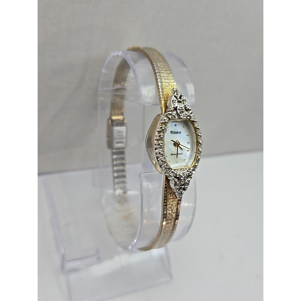 Dufonte Lucien Piccard Womens Diamond Watch Gold Tone Dainty Dress New Battery - Picture 3 of 14